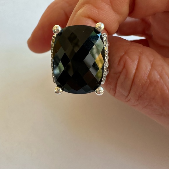 David Yurman Authentic Black Onyx Pave Diamond Wheaton Ring 20x15 Extra Large - Picture 3 of 8